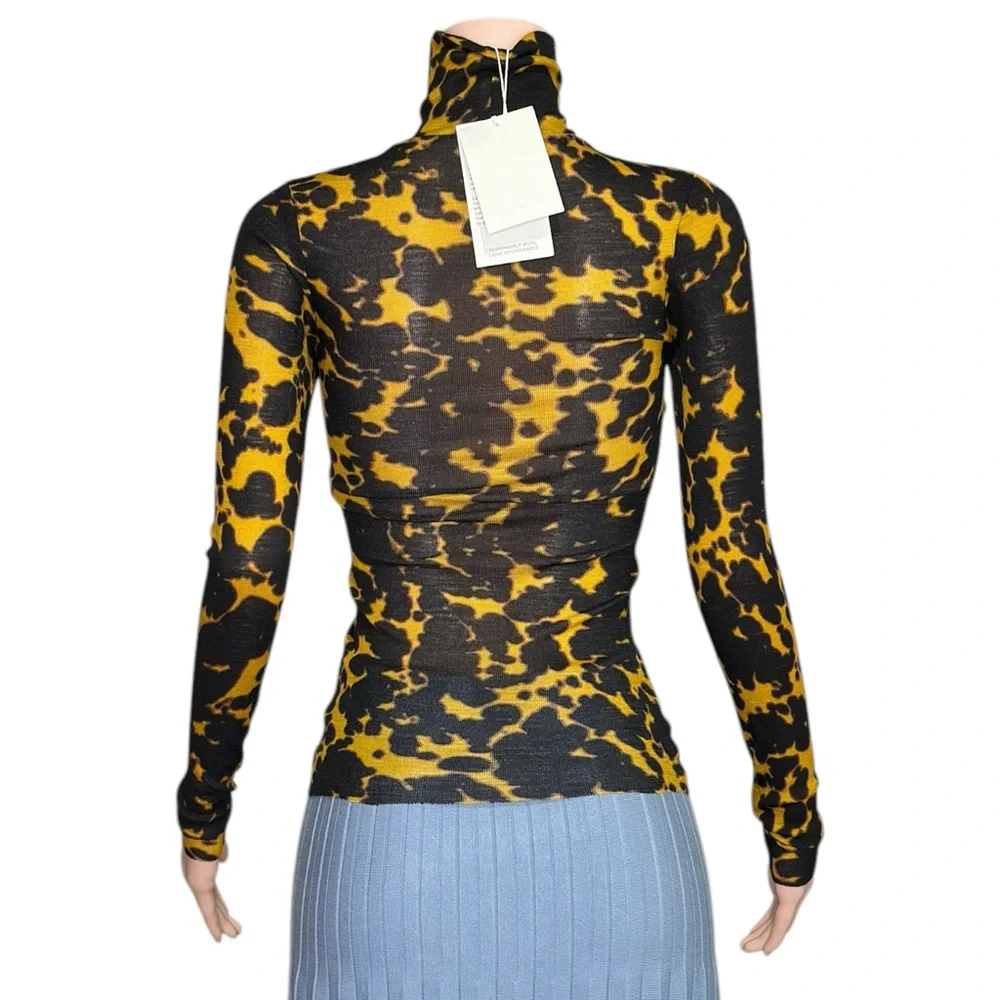 COS Merino Wool Turtleneck Top, Dark Yellow/Tortoiseshell, XS_11